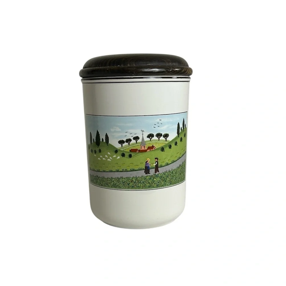 VTG Villeroy & Boch Naïf Porcelain Friends On Path Folk Art Canister